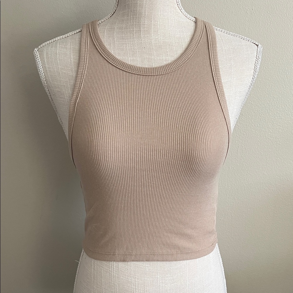 Zara Light Beige Ribbed Tank Top